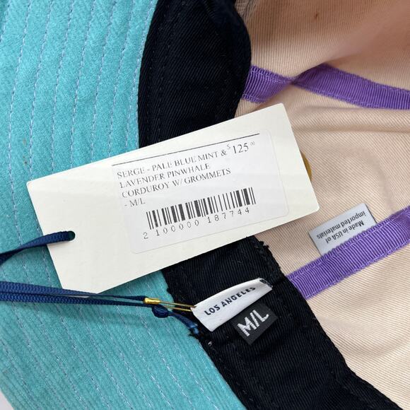 CLARE V Serge Corduroy Colorblock Bucket Hat Womens M/L Blue Mint Lavender NEW main image 7
